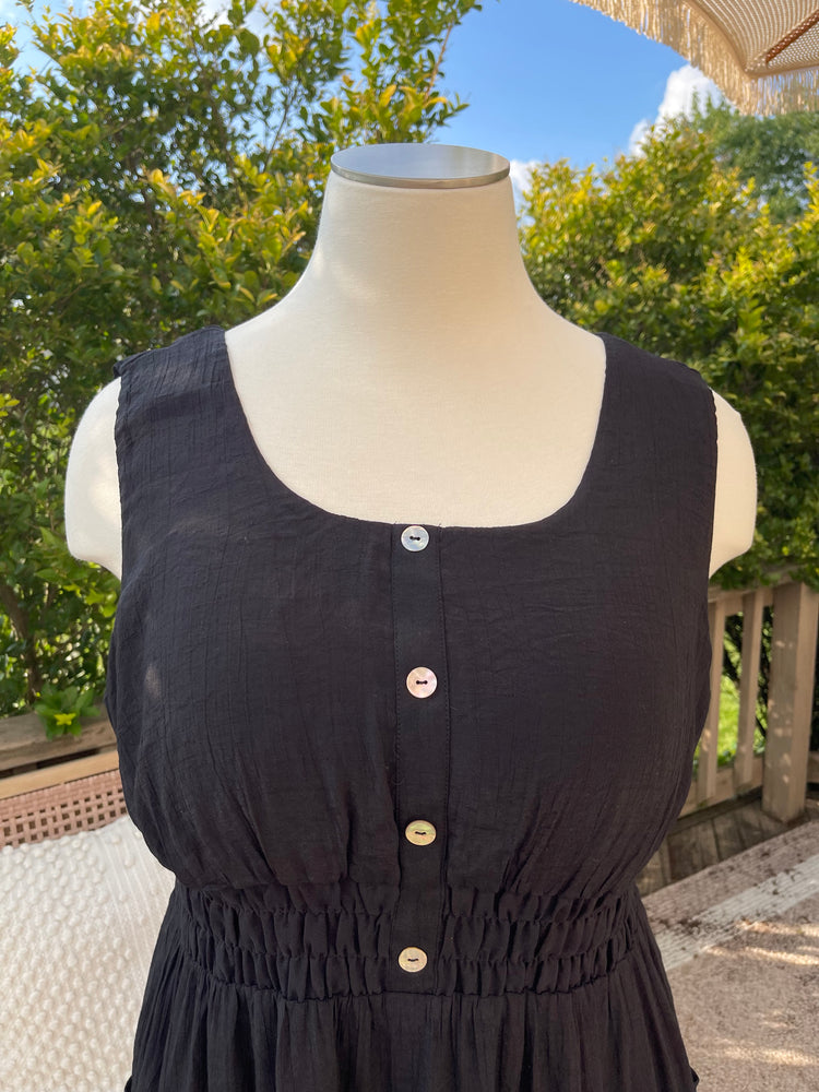 Tiered Dress in Black Plus