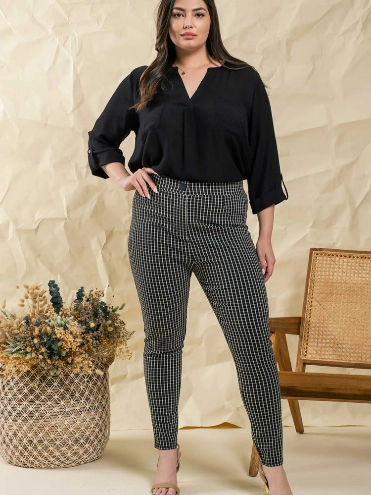 Checkered Straight Pant Plus