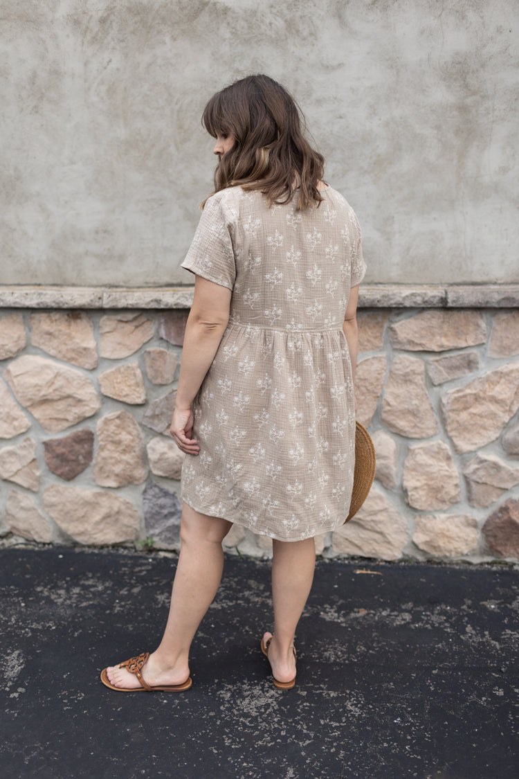 Blooming Baby doll Dress in Taupe
