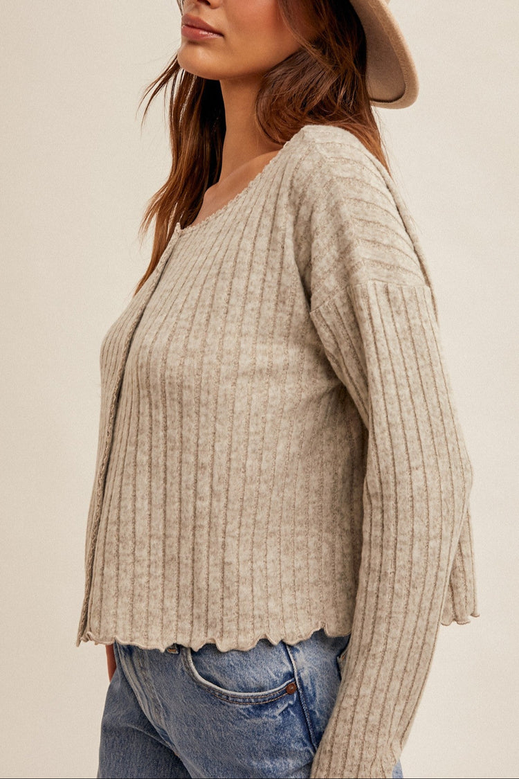 Brush Ribbed Cardigan