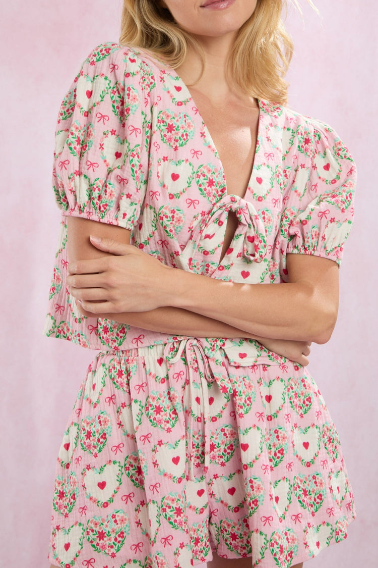 Sweetheart Cotton Gauze Pajama Set