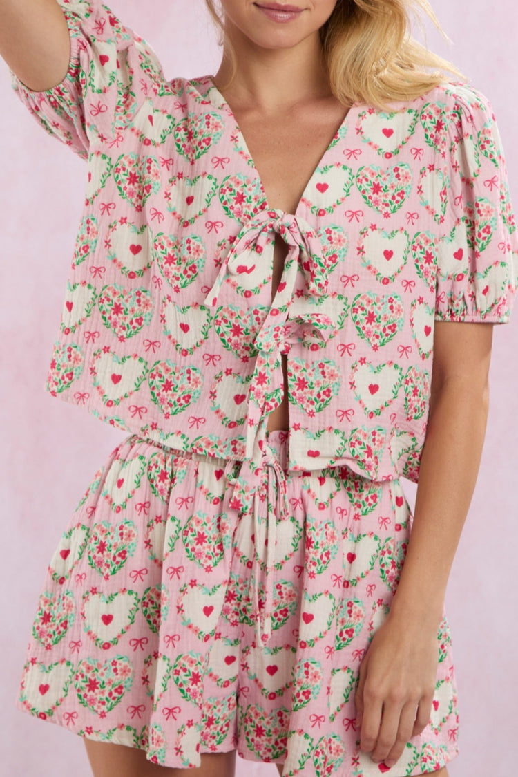 Sweetheart Cotton Gauze Pajama Set