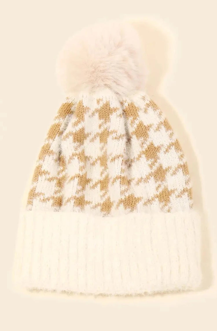 Houndstooth neutral hat
