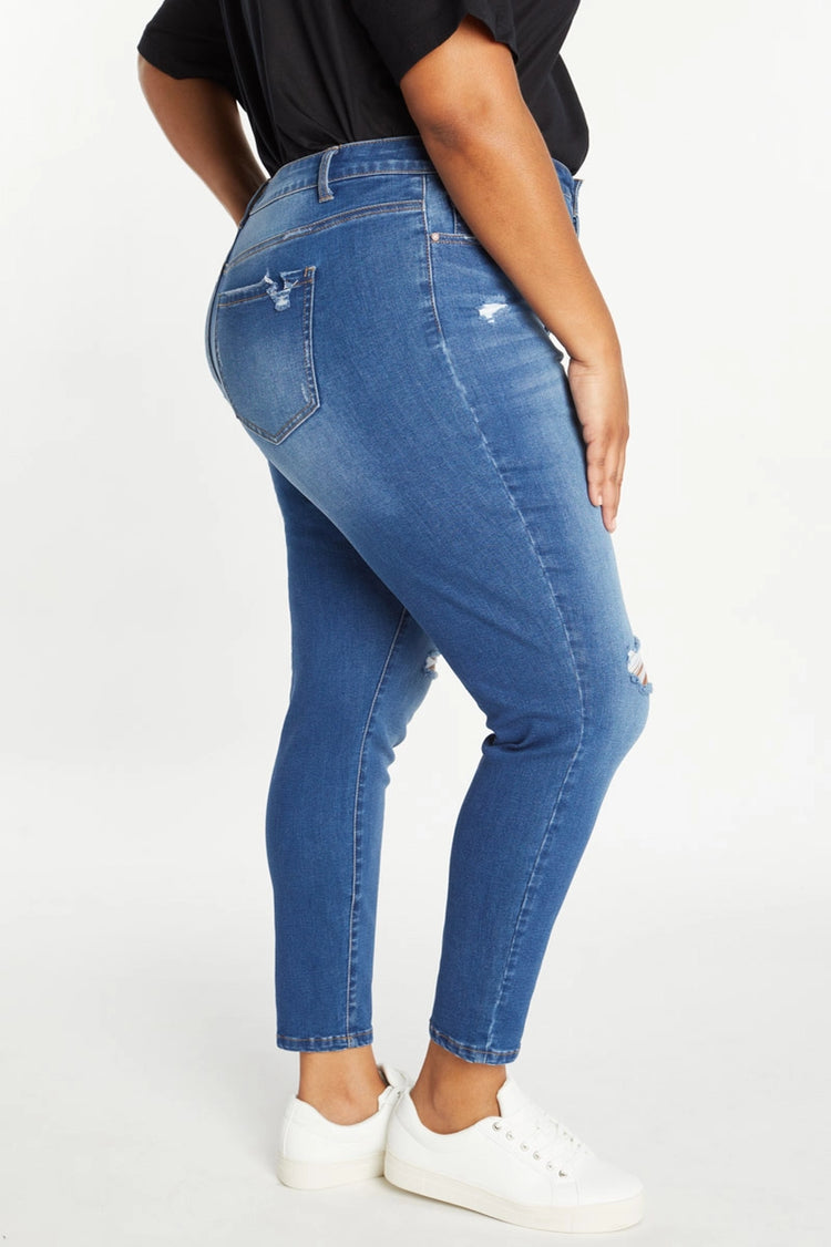 Plus High Rise Destructed Skinny Jean