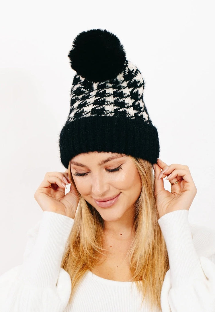 Houndstooth black hat
