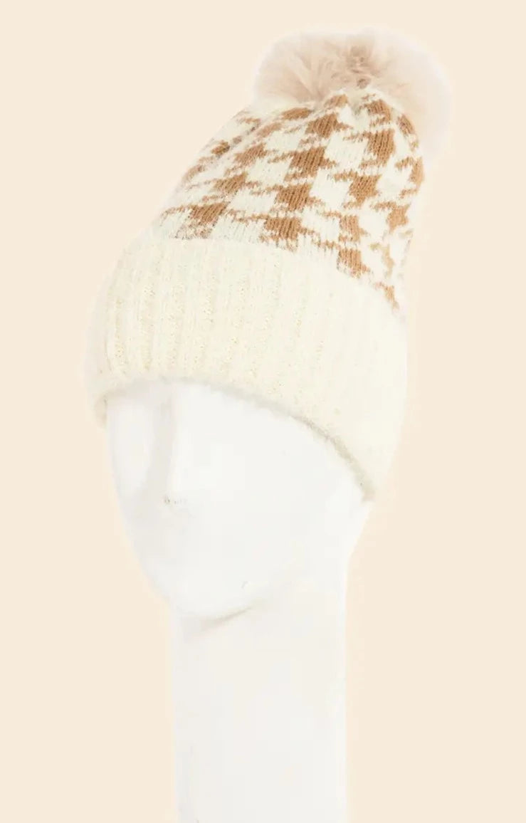 Houndstooth neutral hat