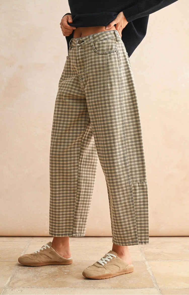 Ashford Plaid Barrel Pants