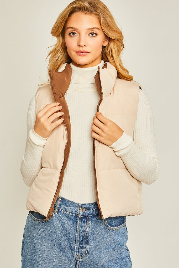 Woven Reversible Vest Cocoa