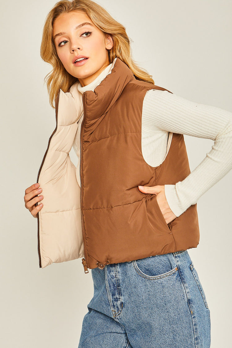 Woven Reversible Vest Cocoa