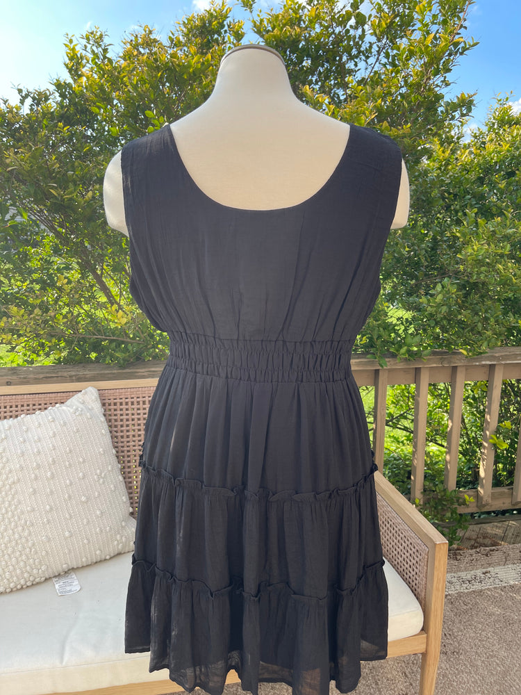 Tiered Dress in Black Plus