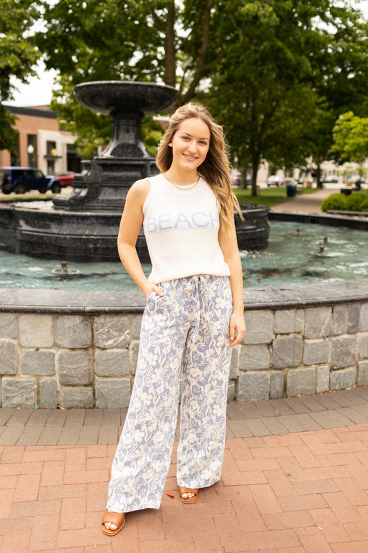 Front Tie Floral Pants