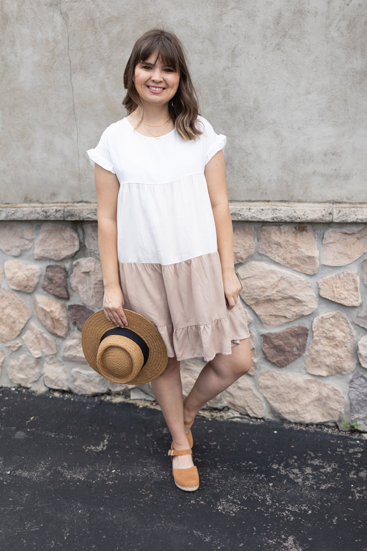 Mocha Color block Dress