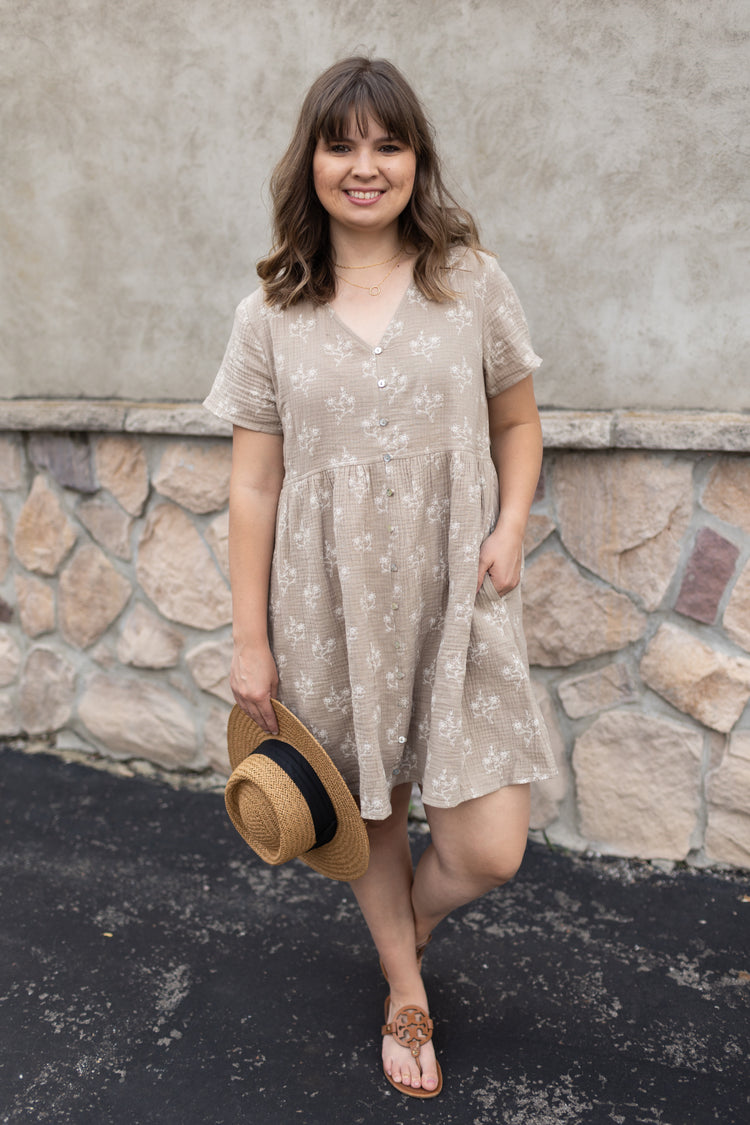 Blooming Baby doll Dress in Taupe