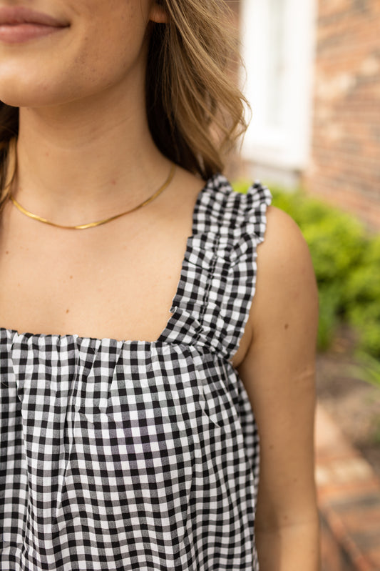 Gingham Ruffled Shift Dress