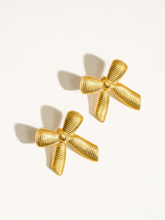 18K Gold Non-Tarnish Bow Earrings