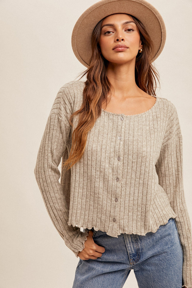 Brush Ribbed Cardigan