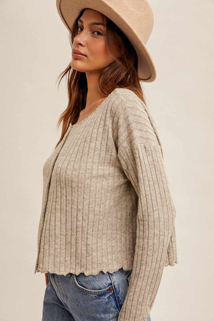 Brush Ribbed Cardigan