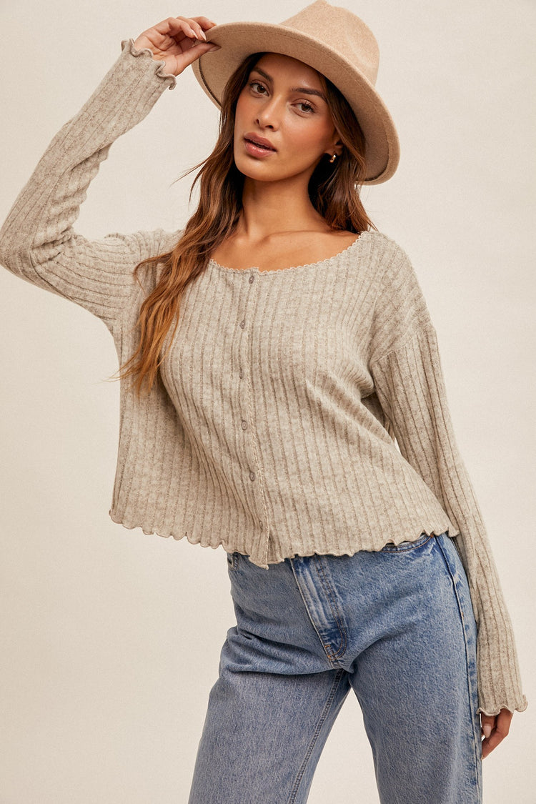 Brush Ribbed Cardigan