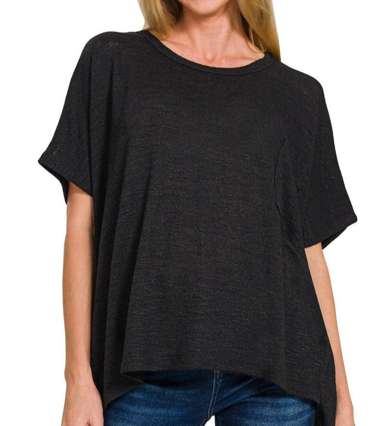 Oversized Pocket Knit Top Black