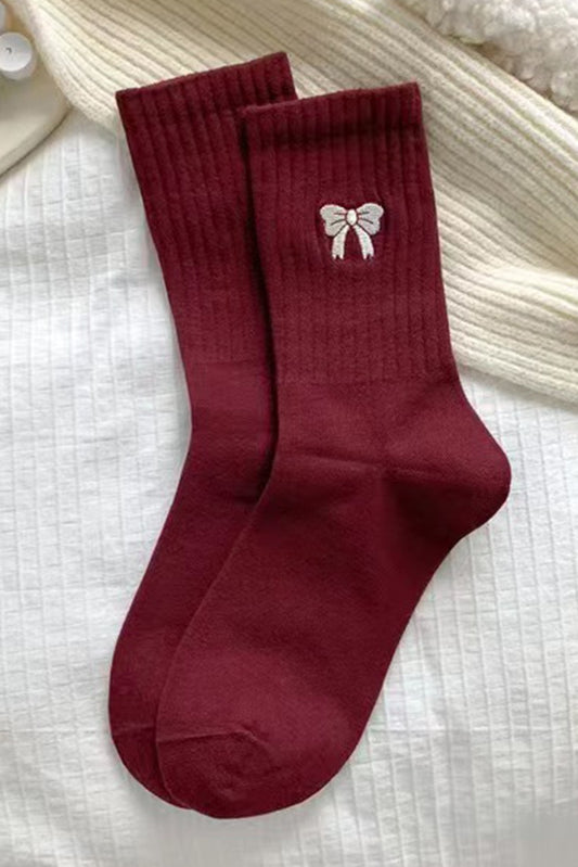 Embroidered Bow Socks