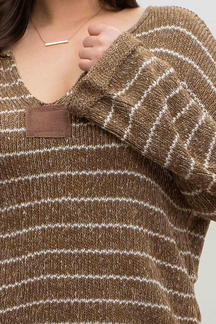 Knit Sweater Brown Plus