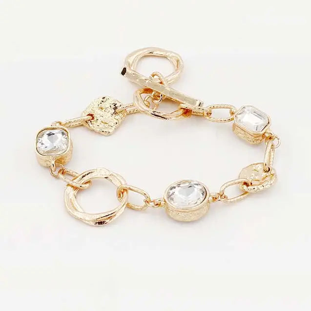Gold Textured Stone Bracelet