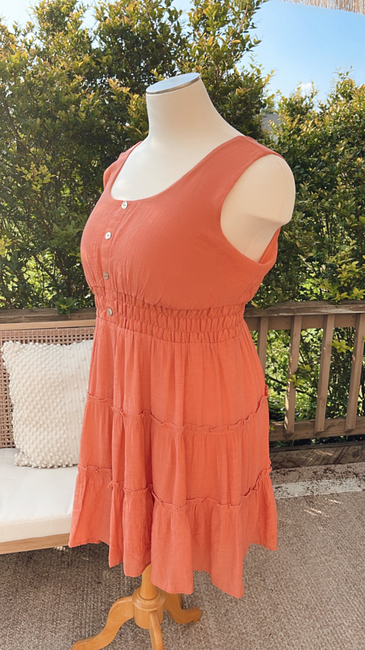 Tiered Dress in Apricot Plus