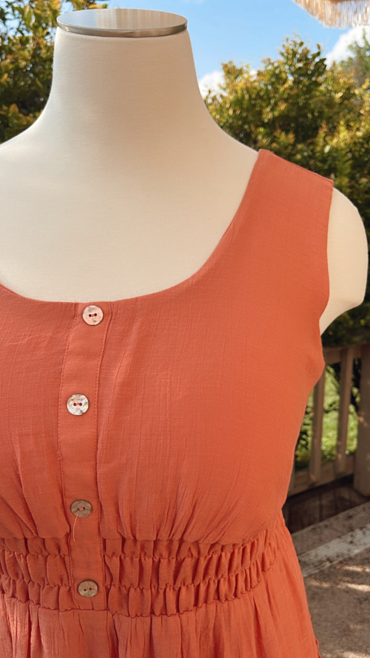 Tiered Dress in Apricot Plus