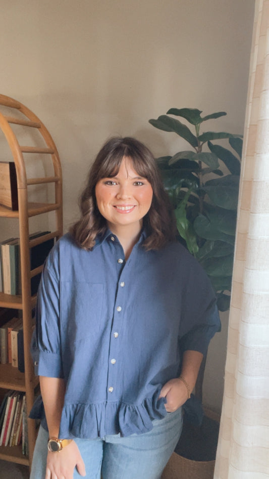 Navy Button Down