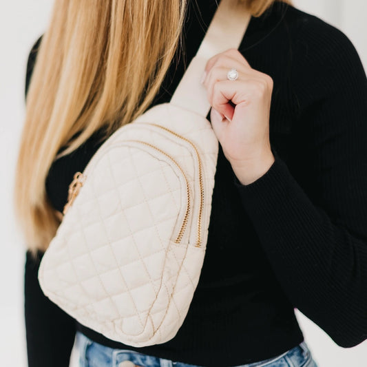 Quilted Crossbody Bag Cream