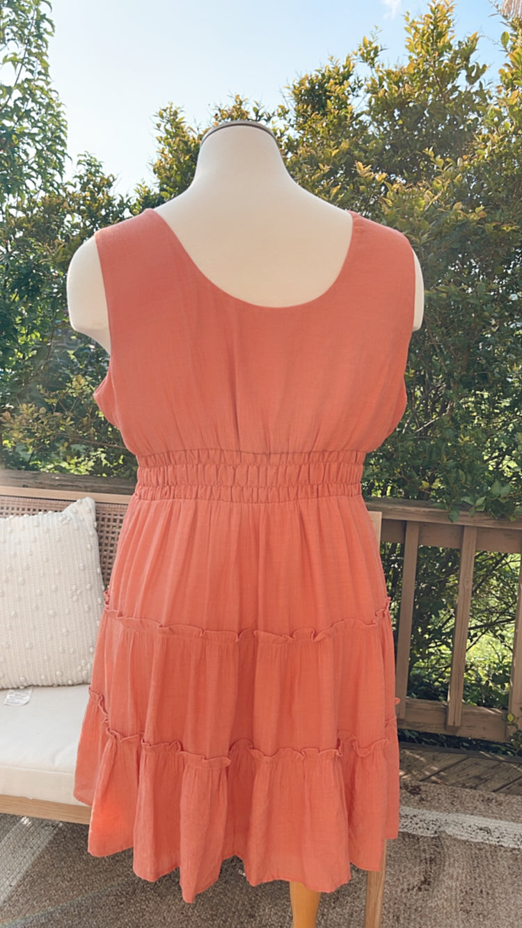 Tiered Dress in Apricot Plus