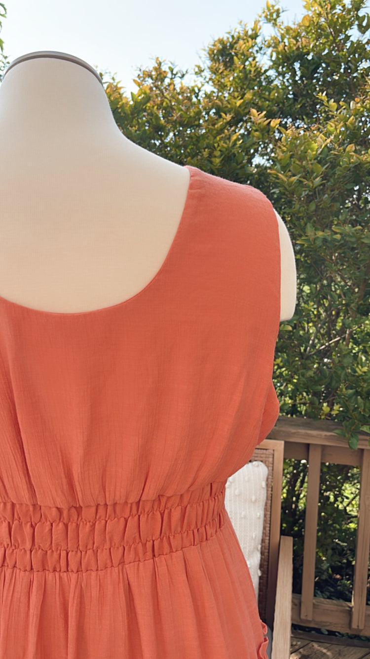 Tiered Dress in Apricot Plus