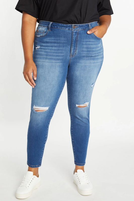 Plus High Rise Destructed Skinny Jean