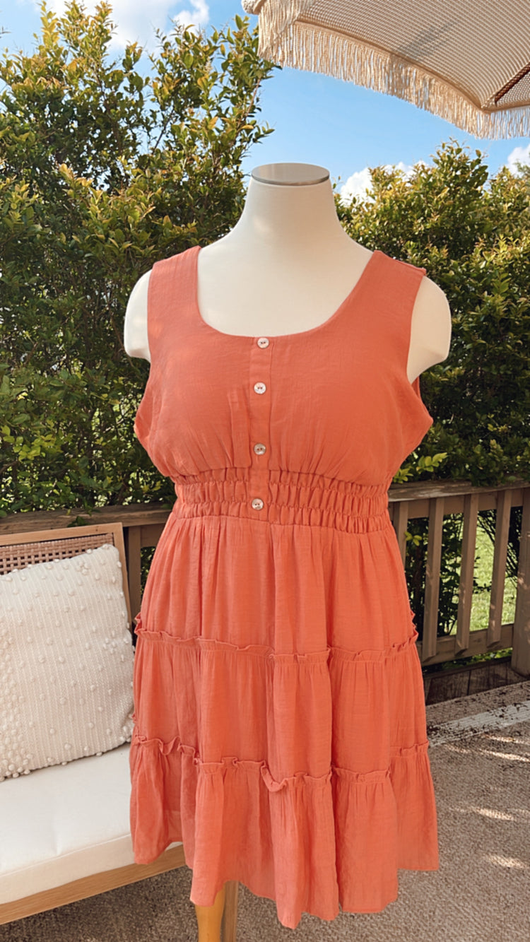 Tiered Dress in Apricot Plus