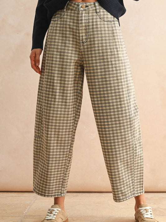 Ashford Plaid Barrel Pants
