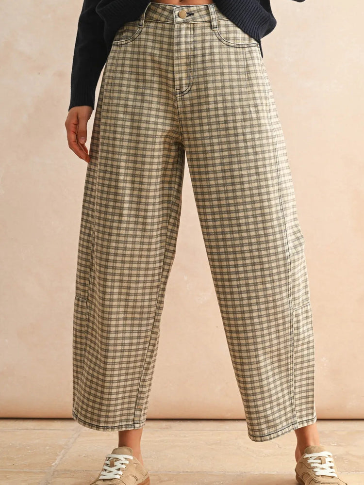 Ashford Plaid Barrel Pants