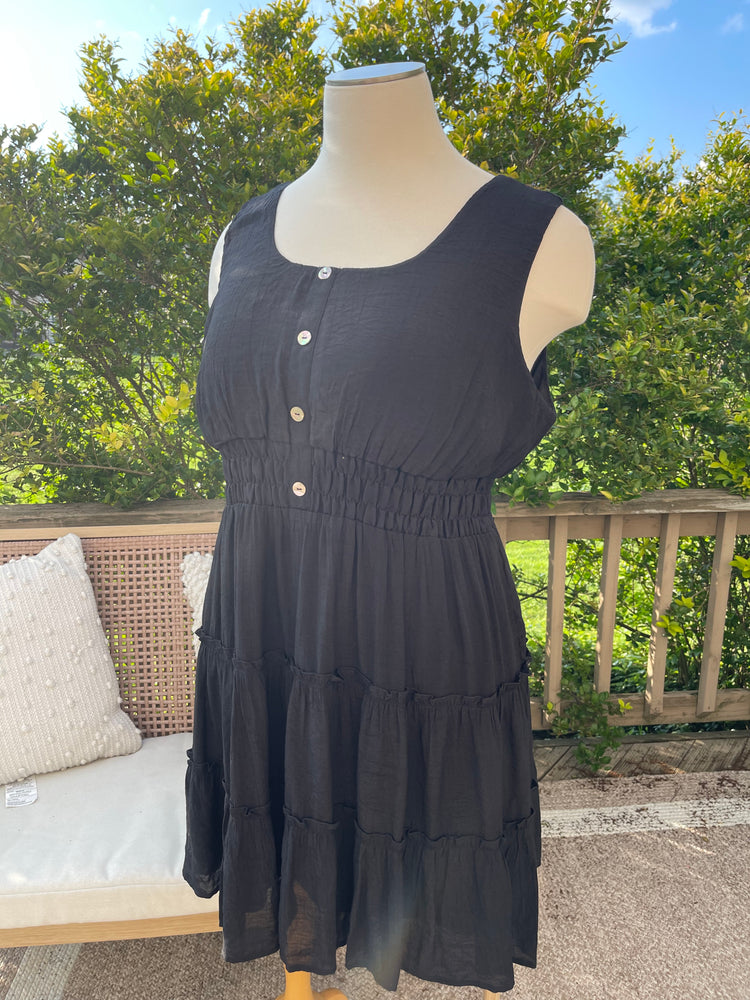 Tiered Dress in Black Plus