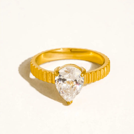 Pear Stone Non-Tarnish Ring