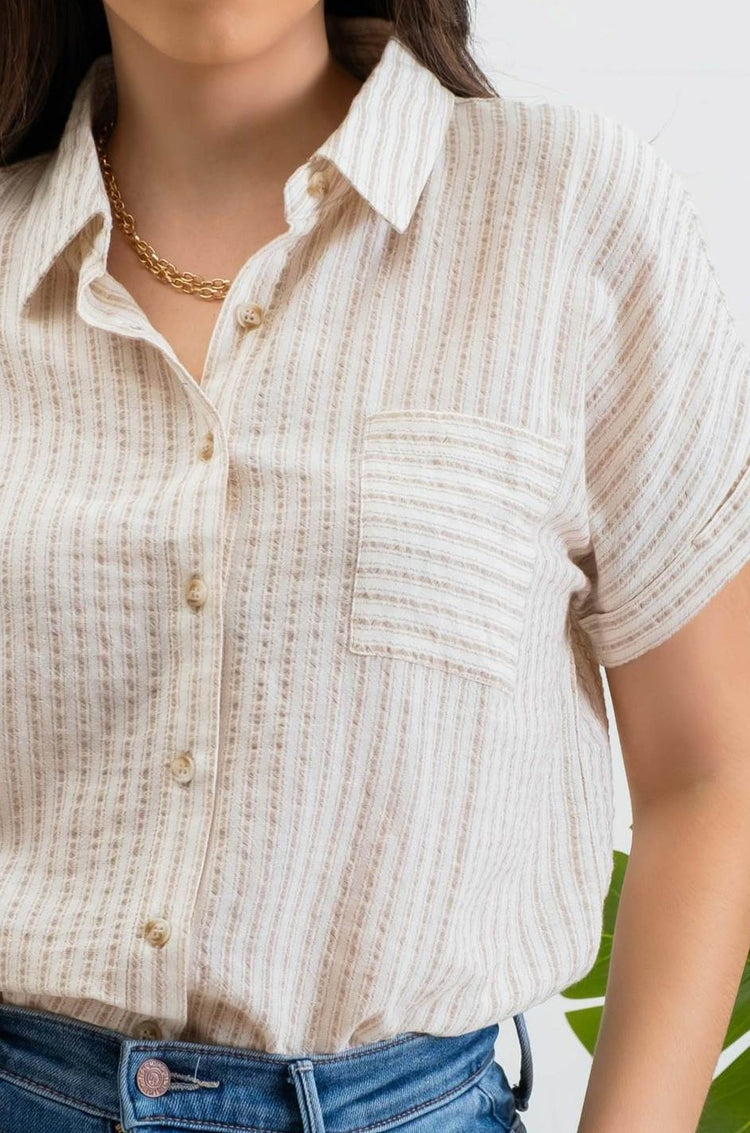 Neutral Stripe Button Up