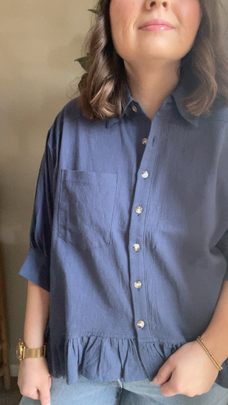 Navy Button Down