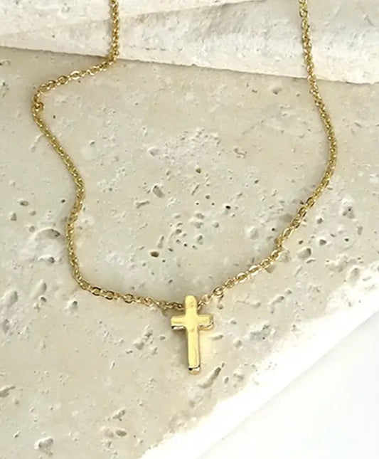 Mini Cross Necklace - Gold