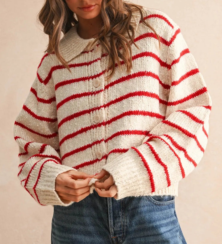 Cozy Knit Cardigan Red