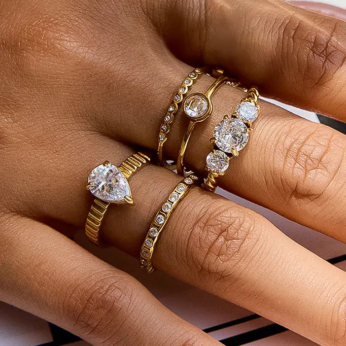 Pear Stone Non-Tarnish Ring