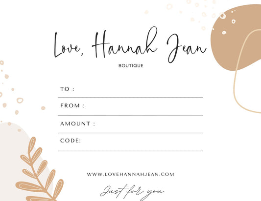 Love, Hannah Jean Gift card