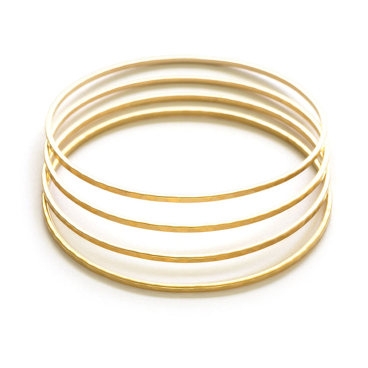 Gold Hammered Bracelet Set